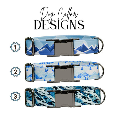 Personalized Blue Mountains Dog Collar with Name Engraved Cute and Soft Adjustable Collar & Leash Set Black or Gold Buckle Dog Gift (OG-102)