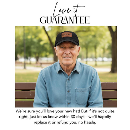 Gramp Hat with Stylish Leather Patch (Rectangle) Baseball Cap Everyday Wear Classic Grandpa Cap Unique Gift for Him, Grandpa, Gramp, or Dad
