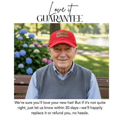 Granddad Hat with Stylish Leather Patch (Rectangle), Baseball Cap Everyday Wear Classic Granddad Cap Unique Gift for Him Granddad or Dad