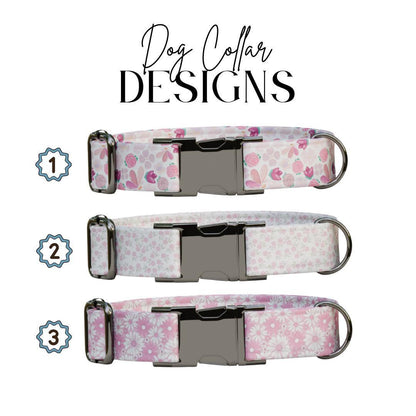 Personalized Floral Dog Collar with Name Engraved, Cute and Soft Adjustable Collar & Leash Set, Black or Gold Buckle, Dog Gift (OG-03)