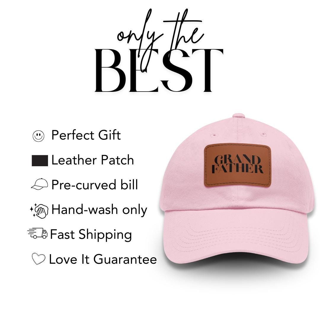 Grandfather Hat with Stylish Leather Patch (Rectangle) Baseball Cap Everyday Wear Classic Grandfather Cap Unique Gift for Him Grandpa or Dad