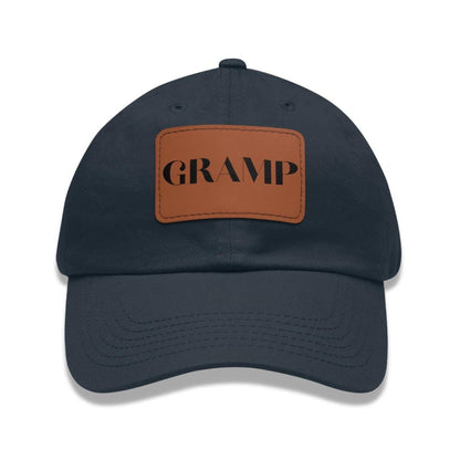 Gramp Hat with Stylish Leather Patch (Rectangle) Baseball Cap Everyday Wear Classic Grandpa Cap Unique Gift for Him, Grandpa, Gramp, or Dad