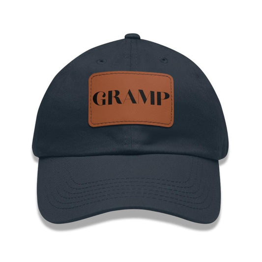 Gramp Hat with Stylish Leather Patch (Rectangle) Baseball Cap Everyday Wear Classic Grandpa Cap Unique Gift for Him, Grandpa, Gramp, or Dad