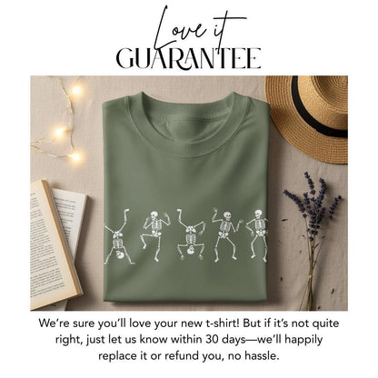 Dancing Skeletons T-Shirt Comfort Colors Halloween Graphic Tee Spooky Season Party Shirt Cute Skeleton Dance Top Distressed Spooky Shirt