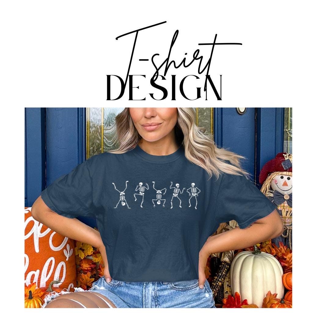 Dancing Skeletons T-Shirt Comfort Colors Halloween Graphic Tee Spooky Season Party Shirt Cute Skeleton Dance Top Distressed Spooky Shirt
