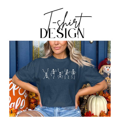 Dancing Skeletons T-Shirt Comfort Colors Halloween Graphic Tee Spooky Season Party Shirt Cute Skeleton Dance Top Distressed Spooky Shirt