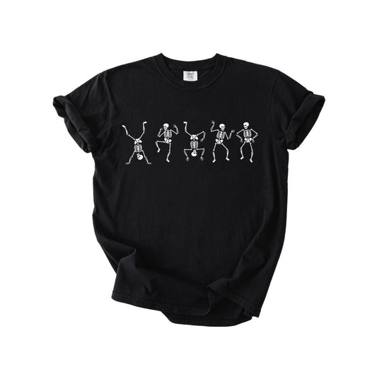 Dancing Skeletons T-Shirt Comfort Colors Halloween Graphic Tee Spooky Season Party Shirt Cute Skeleton Dance Top Distressed Spooky Shirt