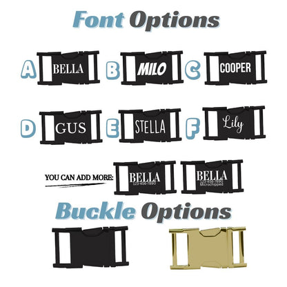 Personalized Blue Mountains Dog Collar with Name Engraved Cute and Soft Adjustable Collar & Leash Set Black or Gold Buckle Dog Gift (OG-102)