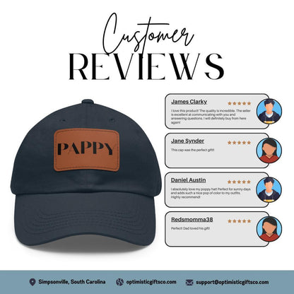 Pappy Leather Patch Hat Adjustable Dad Cap for Pappy Father's Day Gift Everyday Cap Great Unique Gift for Granddad from Kids or Grandkids