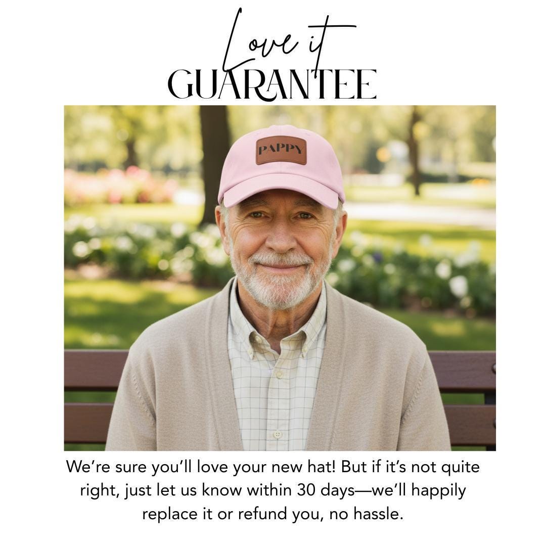 Pappy Leather Patch Hat Adjustable Dad Cap for Pappy Father's Day Gift Everyday Cap Great Unique Gift for Granddad from Kids or Grandkids