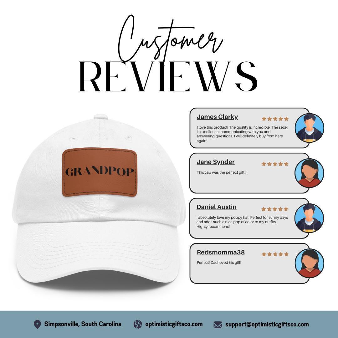 Grandpop Hat with Stylish Leather Patch (Rectangle) Baseball Cap Everyday Wear Classic Grandpop Cap Unique Gift for Him, Grandpop or Dad