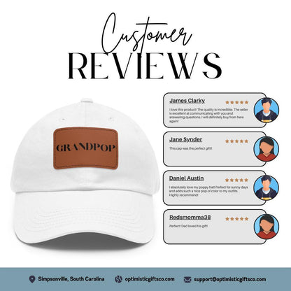 Grandpop Hat with Stylish Leather Patch (Rectangle) Baseball Cap Everyday Wear Classic Grandpop Cap Unique Gift for Him, Grandpop or Dad