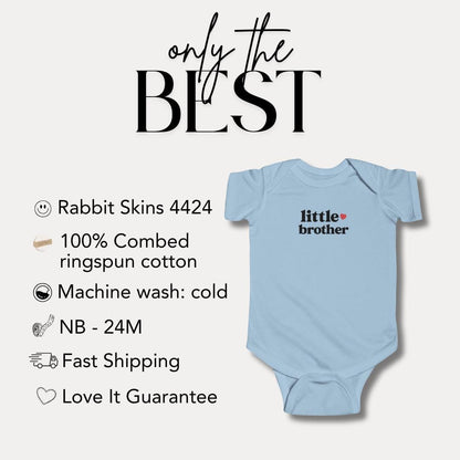 Adorable Little Brother Infant Fine Jersey Bodysuit Perfect Newborn Brother & Baby Shower Outfit Baby Announcement Cute Outfit Newborn Boy