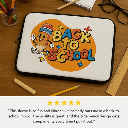 Back to School Laptop Sleeve with Cute Pencil Design Tech Case for Students or Kids Unique School Supplies Gift for Students Laptop Case