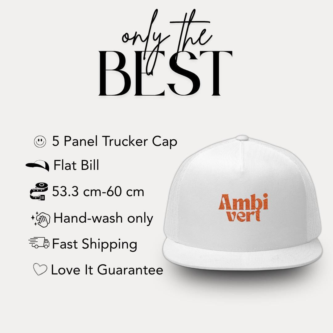 Ambivert Embroidered 5 Panel Trucker Hat Extrovert Trucker Cap Gift for Him or Her Gift for Ambiverts Funny Personality Gift Unisex Headwear