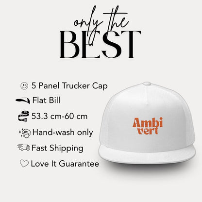 Ambivert Embroidered 5 Panel Trucker Hat Extrovert Trucker Cap Gift for Him or Her Gift for Ambiverts Funny Personality Gift Unisex Headwear