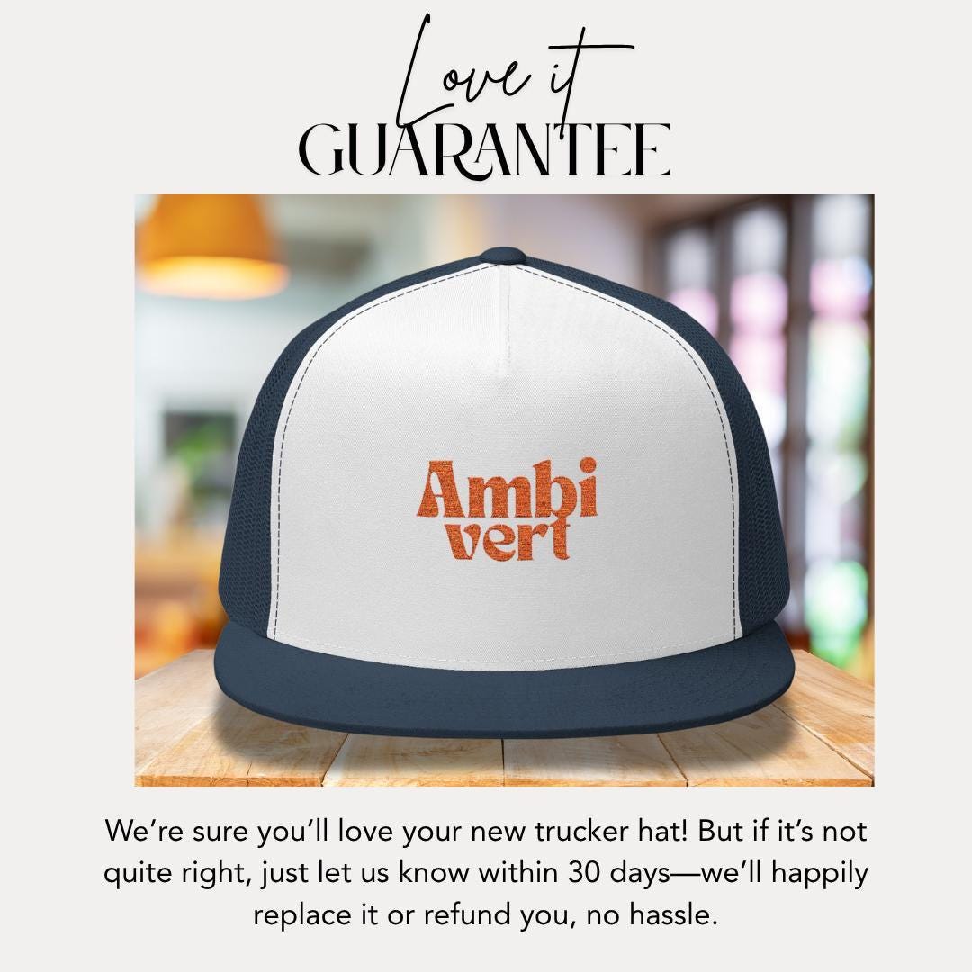 Ambivert Embroidered 5 Panel Trucker Hat Extrovert Trucker Cap Gift for Him or Her Gift for Ambiverts Funny Personality Gift Unisex Headwear