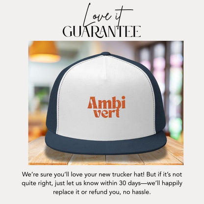 Ambivert Embroidered 5 Panel Trucker Hat Extrovert Trucker Cap Gift for Him or Her Gift for Ambiverts Funny Personality Gift Unisex Headwear