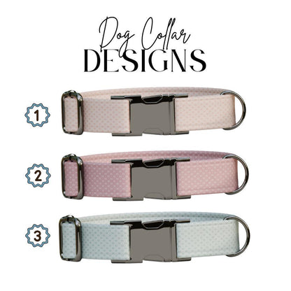 Personalized Pastel Charm Dog Collar with Name Engraved, Cute and Soft Adjustable Collar & Leash Set, Black Gold Buckle Dog Gift (OG-15)