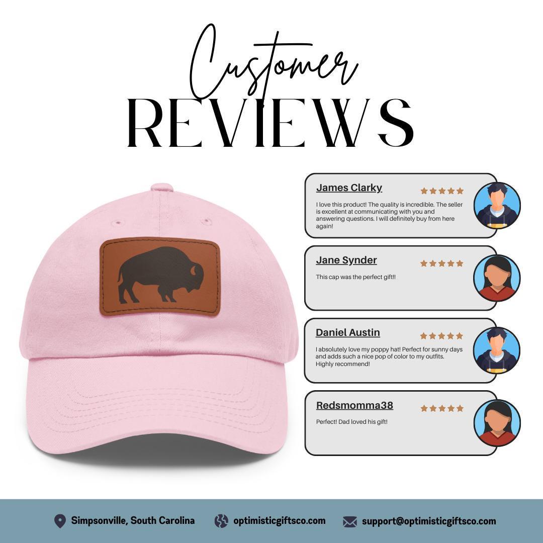 Rustic Buffalo with Stylish Leather Patch (Rectangle) Baseball Cap Everyday Wear Classic Perfect Gift for Him Her Outdoors & Everyday Style