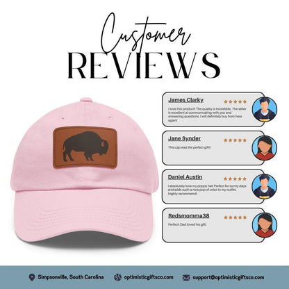 Rustic Buffalo with Stylish Leather Patch (Rectangle) Baseball Cap Everyday Wear Classic Perfect Gift for Him Her Outdoors & Everyday Style