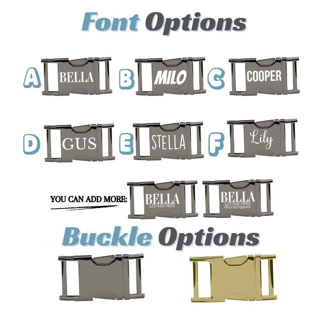 Personalized Purple Plaid Dog Collar with Name Engraved, Cute and Soft Adjustable Collar & Leash Set Black or Gold Buckle Dog Gift (OG-36)