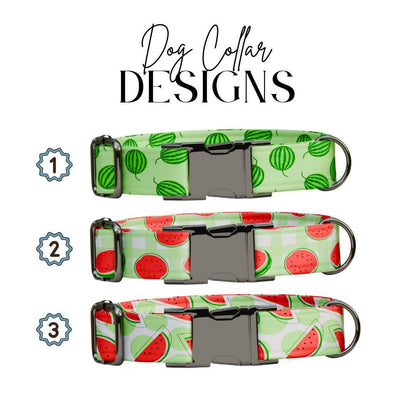 Personalized Watermelon Dog Collar with Name Engraved Cute & Soft Adjustable Collar Leash Set Unique Watermelon Print Dog Tag Gift (OG-84)
