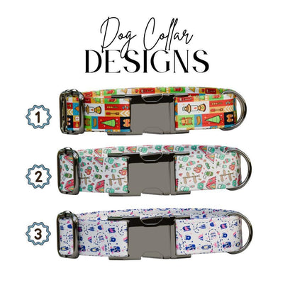 Personalized Adventure Dog Collar with Name Engraved Cute Soft Camping Style Adjustable Collar Leash Set Black & Gold Dog Tag Gift (OG-66)