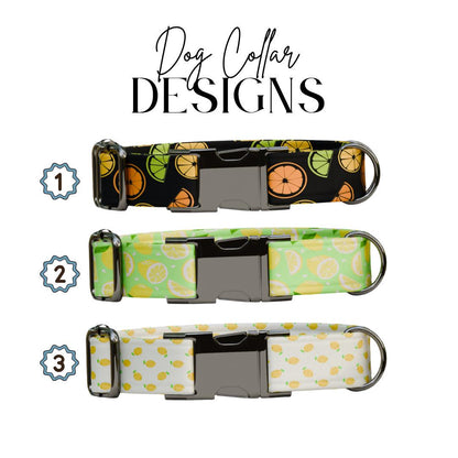 Personalized Citrus Fresh Dog Collar with Name Engraved Cute & Soft Tropical Vibes Adjustable Collar Leash Set Unique Dog Tag Gift (OG-65)