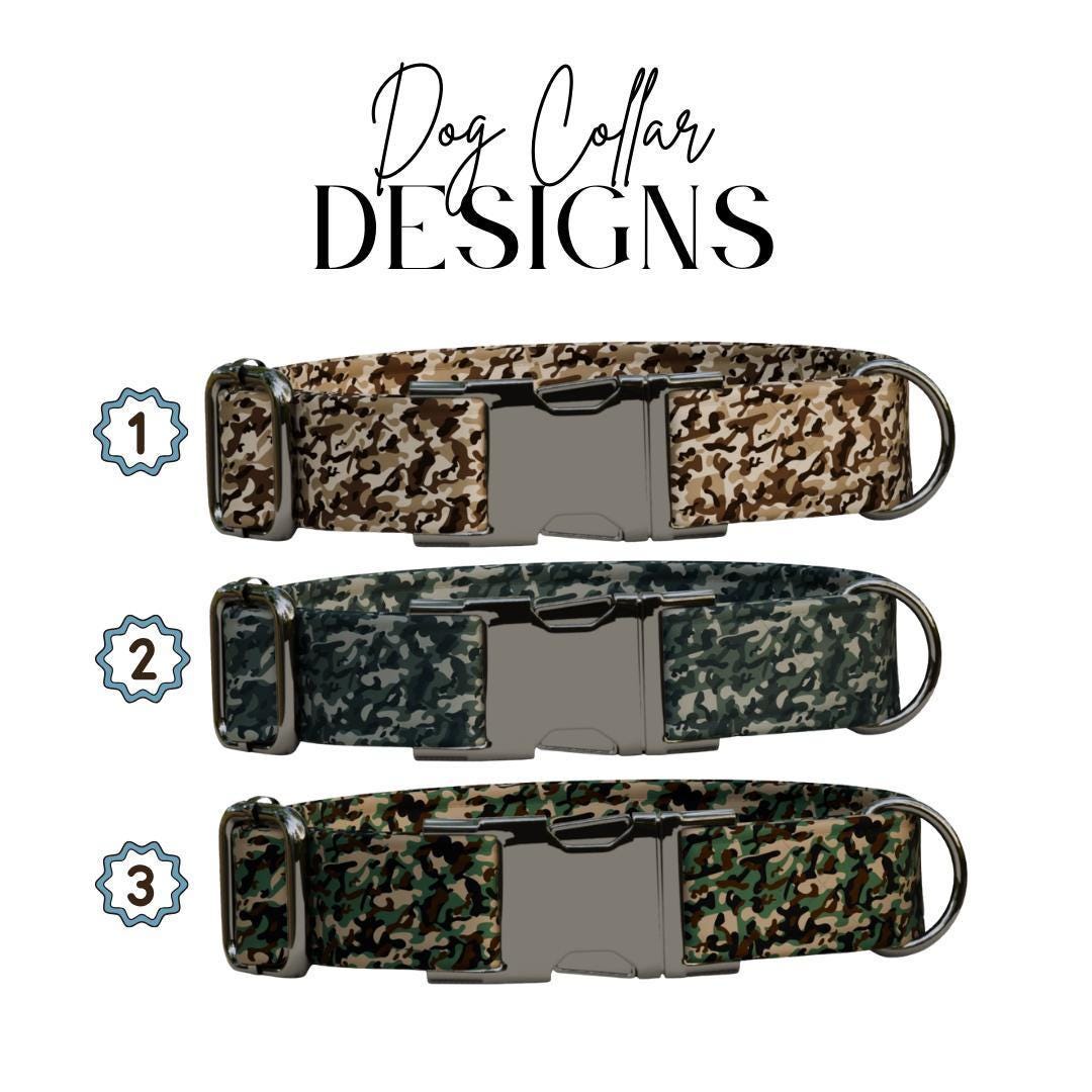 Personalized Camouflage Dog Collar with Name Engraved Cute & Soft Military Style Adjustable Collar Leash Set Wedding Dog Tag Gift (OG-53)
