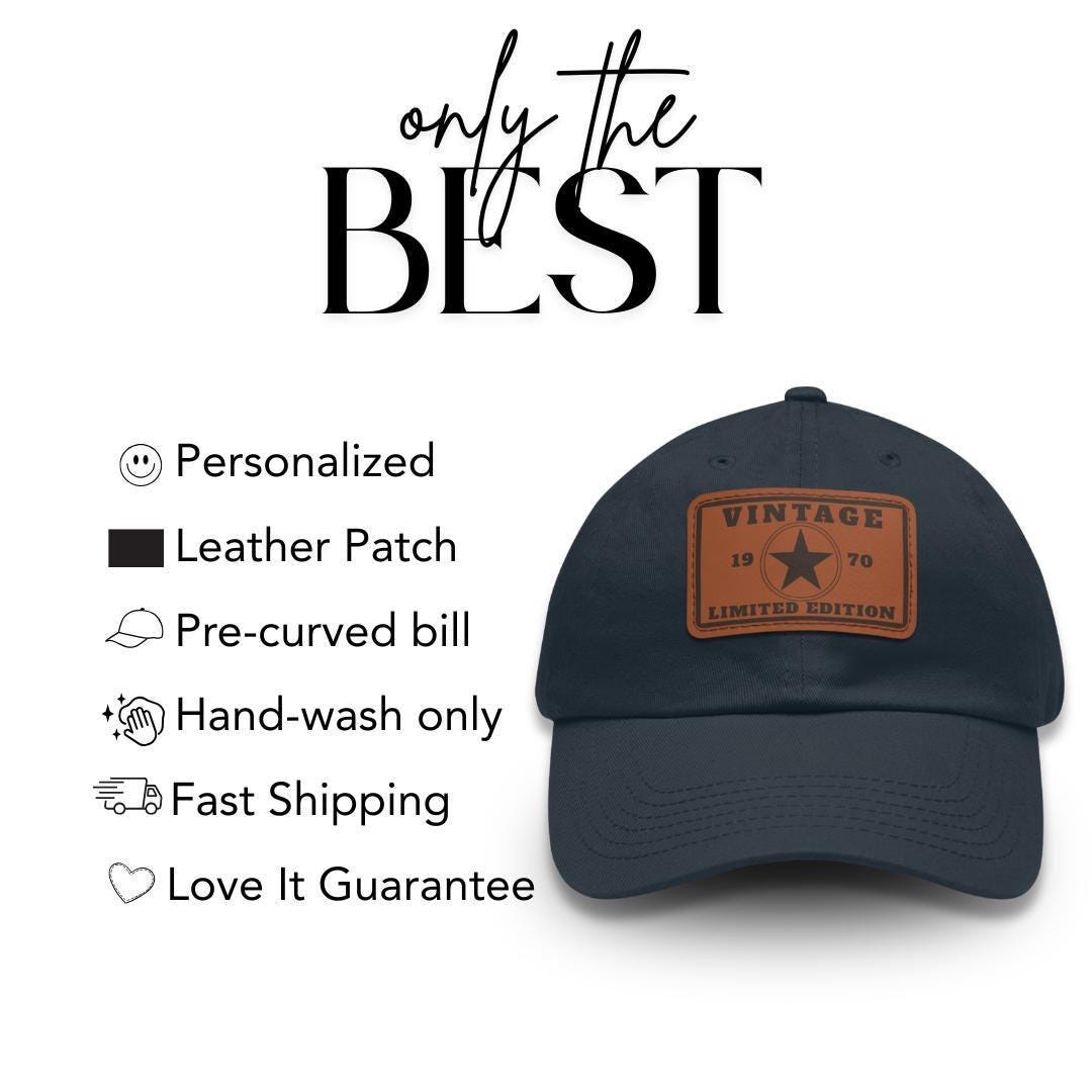 Personalized Vintage Limited Edition Dad Hat with Leather Patch (Rectangle) Custom Baseball Cap Retro Stylish Hat for Dad Fathers Day Gift
