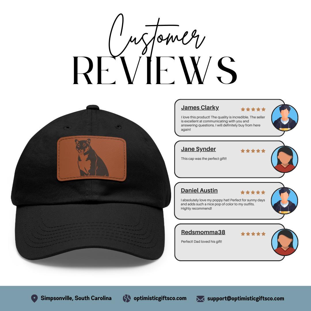 Panther Big Cat Design Dad Hat with Leather Patch (Rectangle) Outdoor Adventure Hat Unisex Wildlife Panther Hat Unique Gift Baseball Hat
