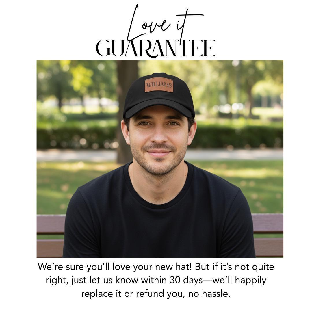 Personalized Dad Hat with Leather Patch Name (Rectangle) Custom Name Baseball Cap Unique Birthday Gift for Him or Her Stylish Everyday Cap