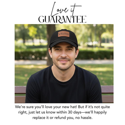 Personalized Dad Hat with Leather Patch Name (Rectangle) Custom Name Baseball Cap Unique Birthday Gift for Him or Her Stylish Everyday Cap