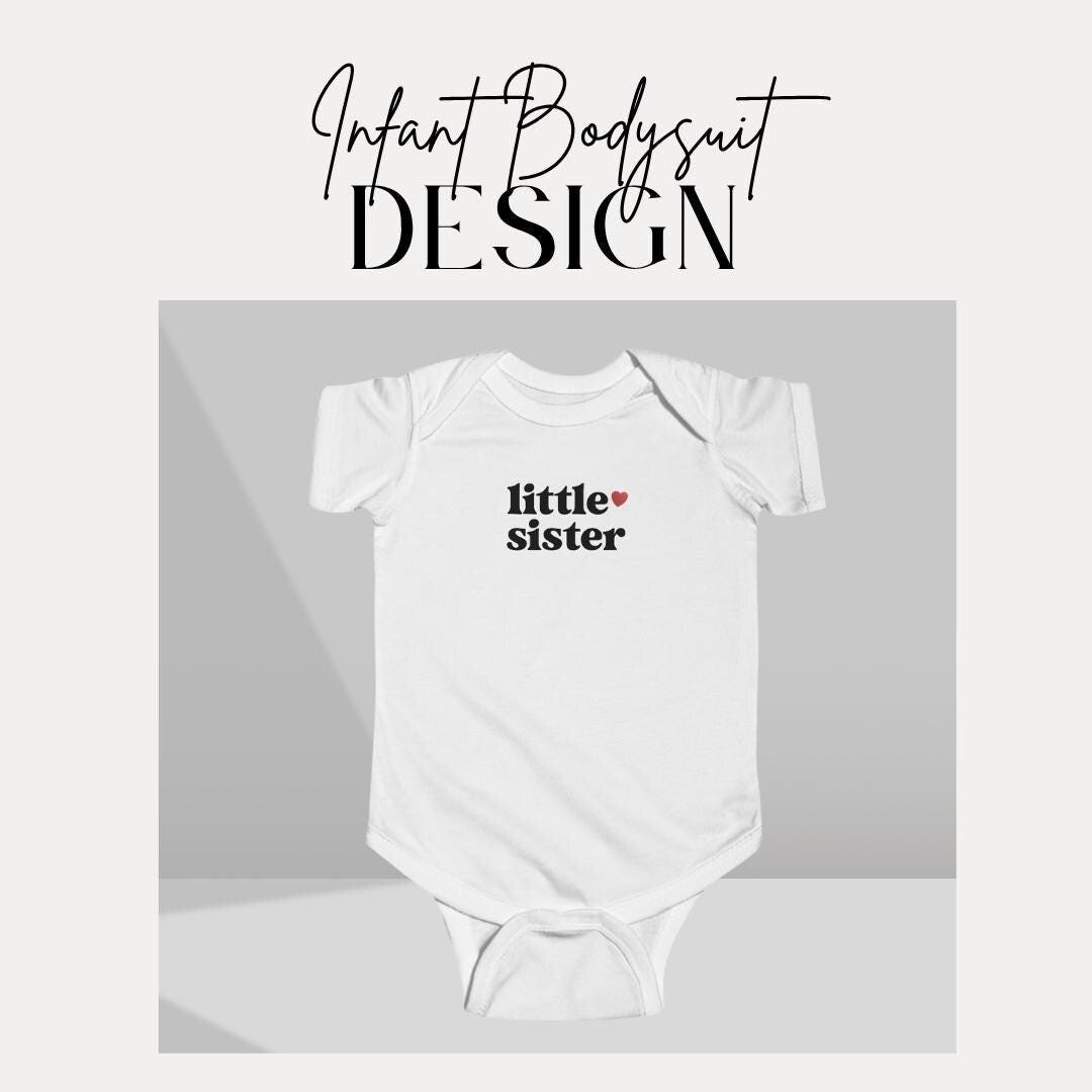 Adorable Little Sister Infant Fine Jersey Bodysuit Perfect Newborn Gift & Baby Shower Outfit Baby Announcement Outfit Newborn Girl Onesie