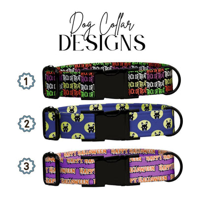 Personalized Halloween Dog Collar with Name Engraved Cute and Soft Fall Adjustable Collar & Leash Set Black or Gold Buckle Dog Gift (OG-145)