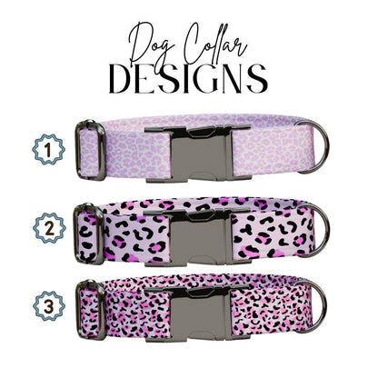 Personalized Pink Leopard Dog Collar with Name Engraved Cute and Soft Adjustable Collar & Leash Set Black or Gold Buckle Dog Gift (OG-99)