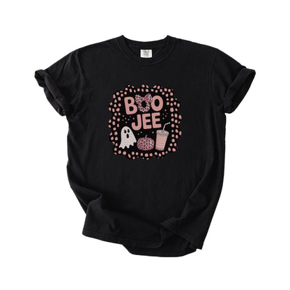 Boo Jee Halloween T-Shirt Comfort Colors Cute Ghost Pumpkin Graphic Tee Fall Spooky Season Boo Jee Spooky Boujee Shirt Gift for Halloween