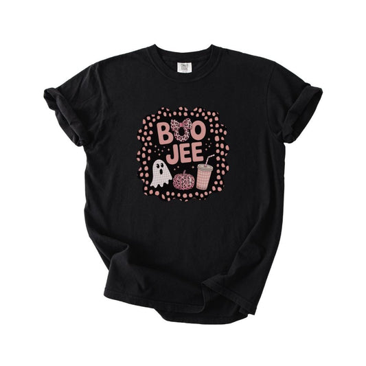 Boo Jee Halloween T-Shirt Comfort Colors Cute Ghost Pumpkin Graphic Tee Fall Spooky Season Boo Jee Spooky Boujee Shirt Gift for Halloween