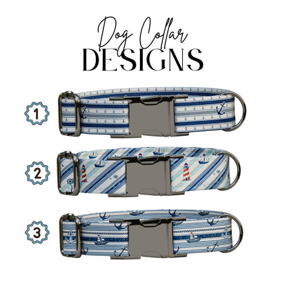 Personalized Nautical Dog Collar with Name Engraved Cute and Soft Anchor Adjustable Collar & Leash Set Black Gold Buckle Dog Gift (OG-115)