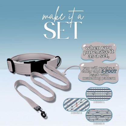 Personalized Nautical Dog Collar with Name Engraved Cute and Soft Anchor Adjustable Collar & Leash Set Black Gold Buckle Dog Gift (OG-115)