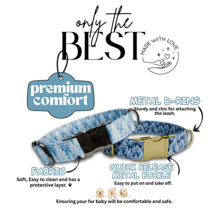 Personalized Winter Wonderland Dog Collar with Name Engraved Cute and Soft Adjustable Collar & Leash Set Black Gold Buckle Dog Gift (OG-62)