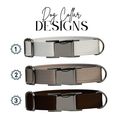 Personalized Neutral Plain Dog Collar with Name Engraved, Cute and Soft Adjustable Collar & Leash Set, Black or Gold Buckle Dog Gift (OG-46)