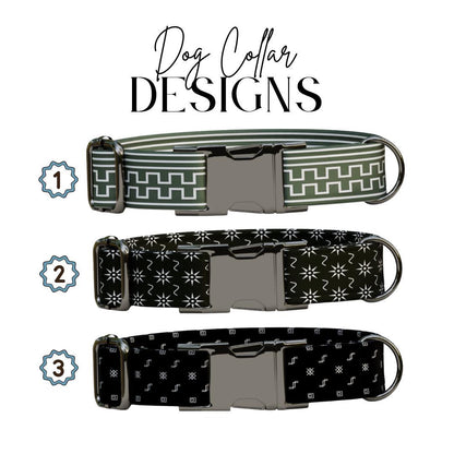 Personalized Geometric Dog Collar with Name Engraved, Cute and Soft Adjustable Collar & Leash Set, Black or Gold Buckle Dog Gift (OG-45)
