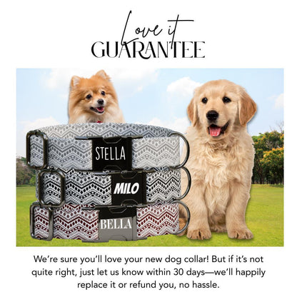 Personalized Boho Aztec Dog Collar with Name Engraved Cute and Soft Adjustable Collar & Leash Set, Black or Gold Buckle, Dog Gift (OG-09)
