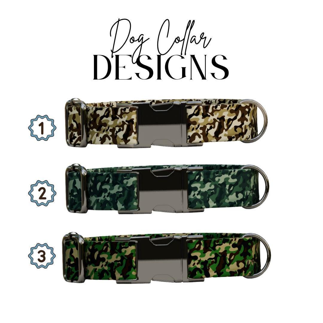 Personalized Camouflage Dog Collar with Name Engraved Cute & Soft Military Style Adjustable Collar Leash Set Wedding Dog Tag Gift (OG-64)