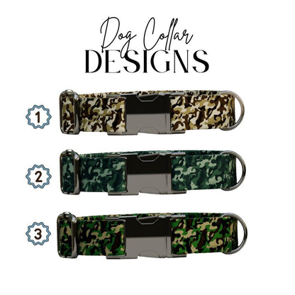 Personalized Camouflage Dog Collar with Name Engraved Cute & Soft Military Style Adjustable Collar Leash Set Wedding Dog Tag Gift (OG-64)