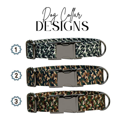 Personalized Camouflage Dog Collar with Name Engraved Cute & Soft Military Style Adjustable Collar Leash Set Wedding Dog Tag Gift (OG-52)