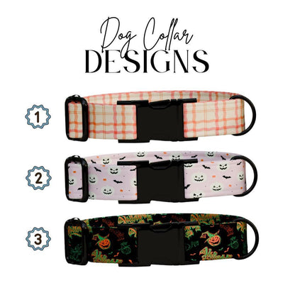 Personalized Halloween Dog Collar with Name Engraved Cute and Soft Fall Adjustable Collar & Leash Set Black or Gold Buckle Dog Gift (OG-128)