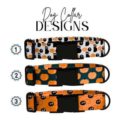 Personalized Halloween Dog Collar with Name Engraved Cute and Soft Fall Adjustable Collar & Leash Set Black or Gold Buckle Dog Gift (OG-124)